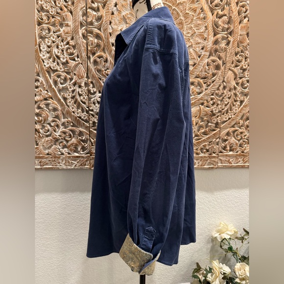 Tommy Hilfiger Navy Blue, Snap Button Down, Velvet Corduroy Shirt- size 2X - Picture 5 of 15